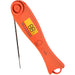 Orange digital thermometer with a white background