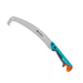 Gardening saw with blue and orange handle on a white background
