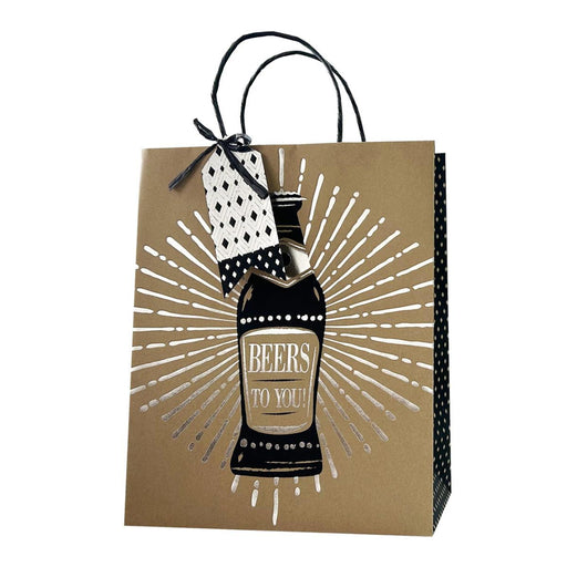 Gift bag with 'Beers to You!' design on a white background