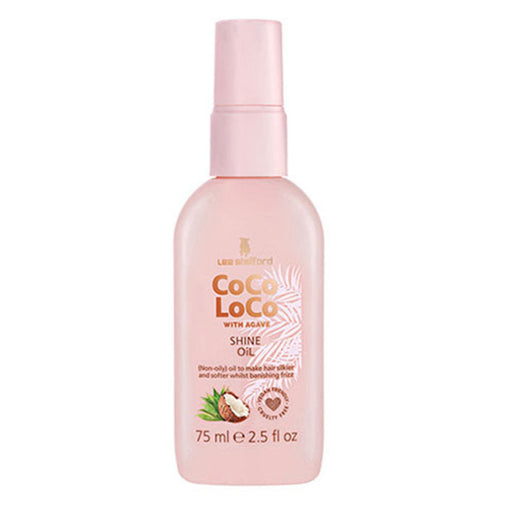 Pink bottle of CoCo LoCo shine oil on a white background