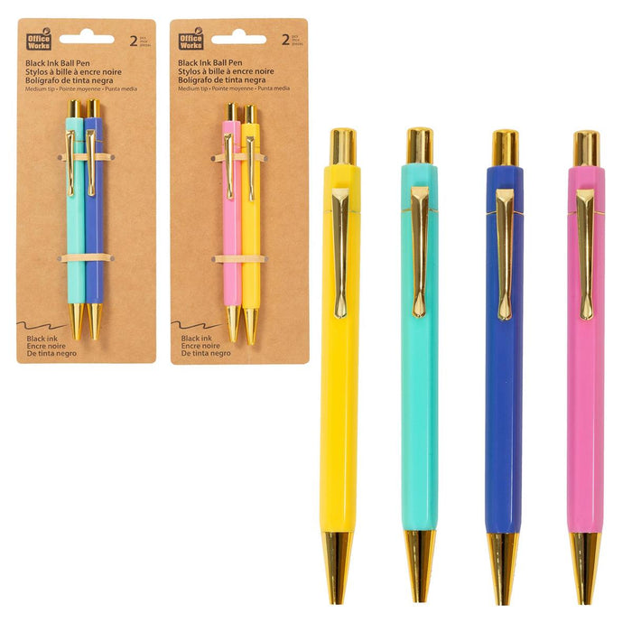 2PCS BALL PEN MEDIUM TIP BLACK INK