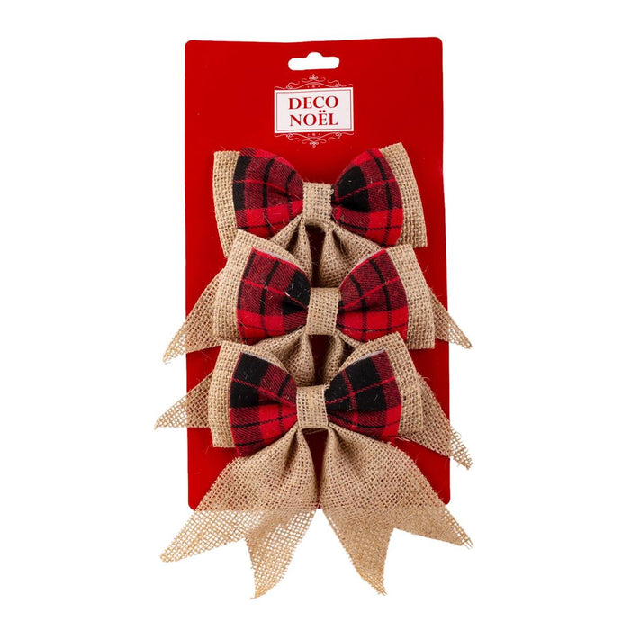 CHRISTMAS JUTE/PLAID BOW