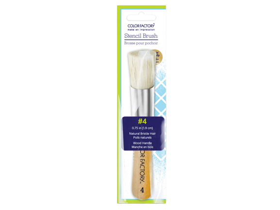 3/4IN STENCIL BRUSH ( #4) WOOD HANDLE, METAL STUDDED FERRULE