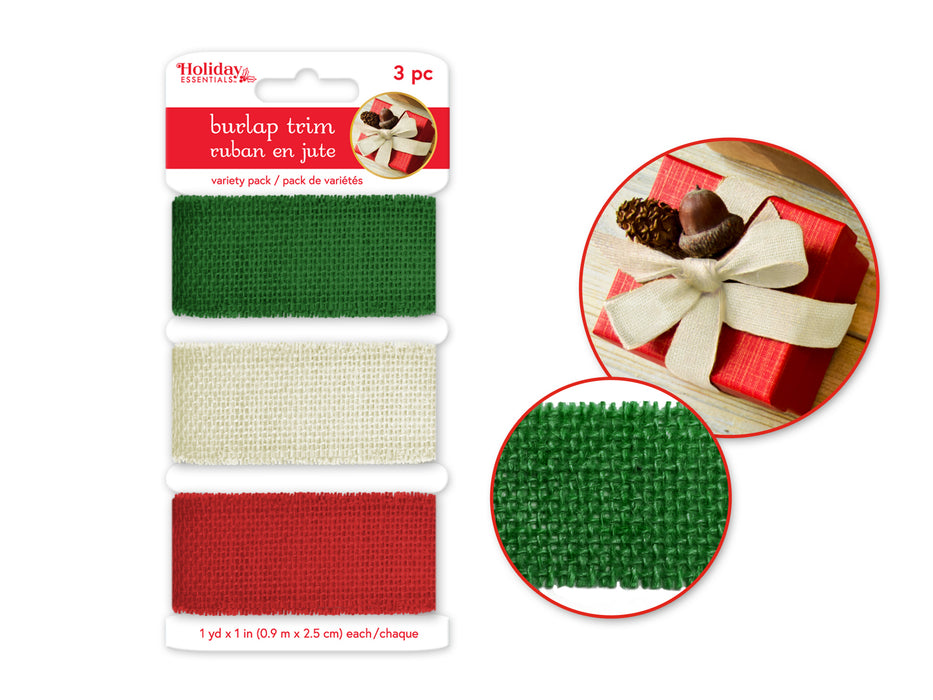 HOLIDAY BURLAP TRIM - 2.5CMX1YD