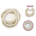 Medium-length cotton rope coiled with packaging, displayed with an inset showing a braided nautical-style mirror frame created with the rope.