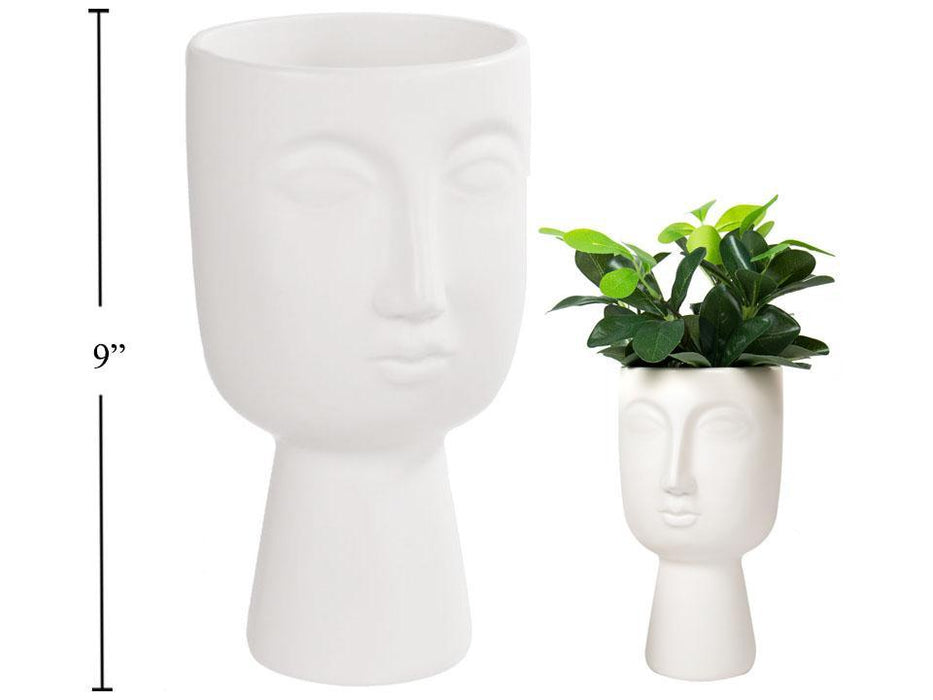 MATTE WHITE FOOTED FACE VASE