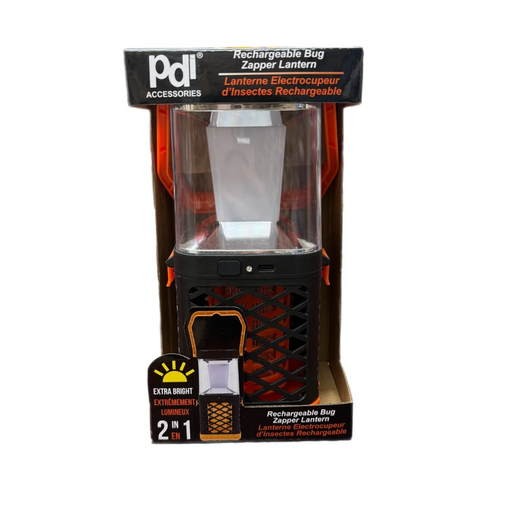 PDL rechargeable bug zapper lantern packaging on a white background