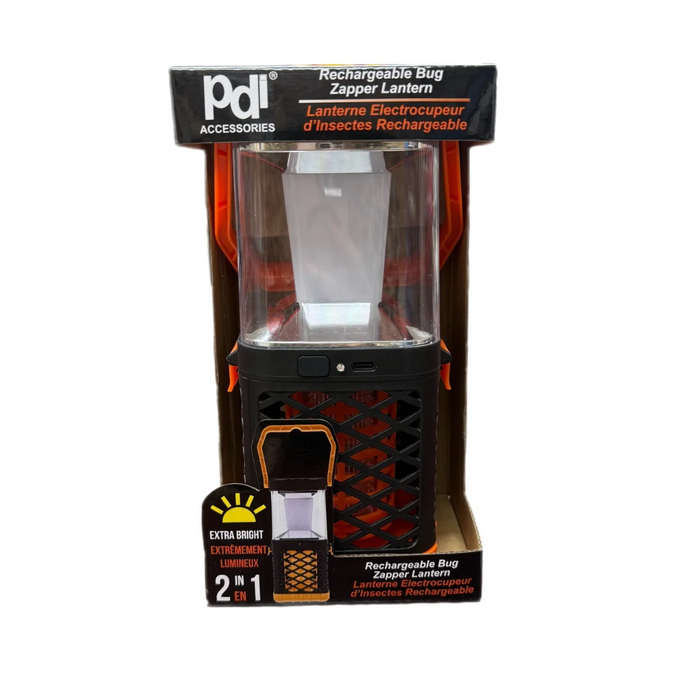 PDL rechargeable bug zapper lantern packaging on a white background