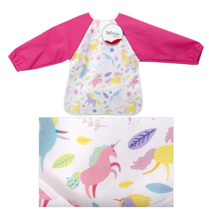 TOOTSIE BABY - PINK BIB WITH SLEEVES - 6 MONTHS