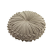 Round pleated pillow in beige color on a white background
