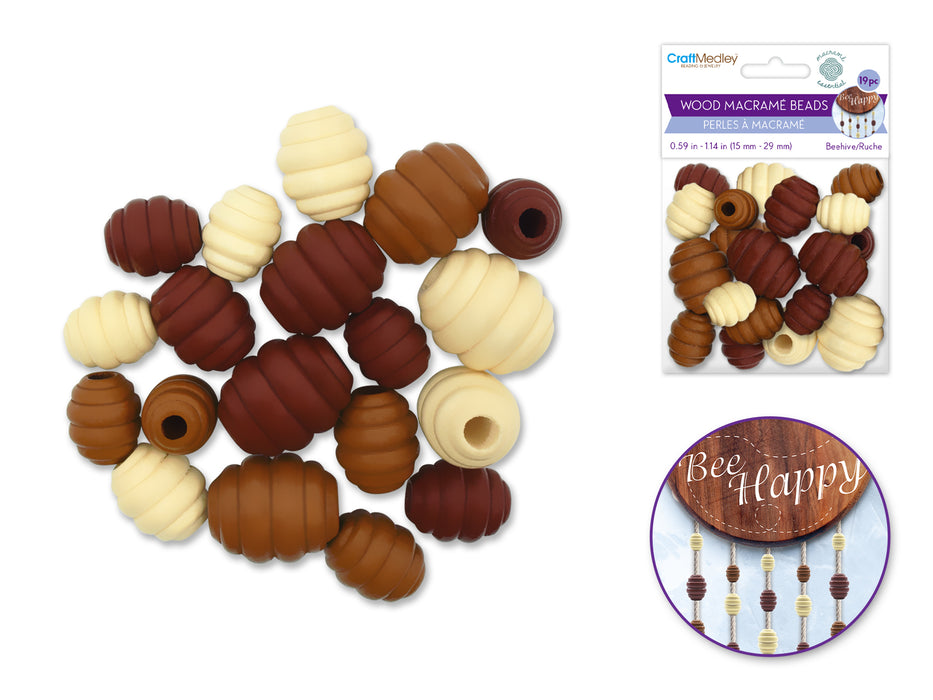 MACRAME BEADS ASST SIZE+COLOR C) BEEHIVE