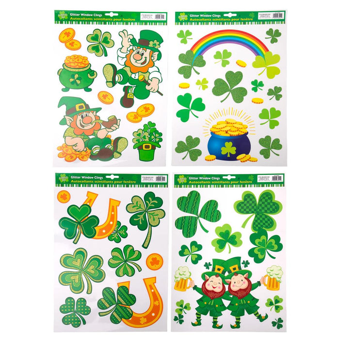 SHAMROCK GLITTER WINDOW CLINGS