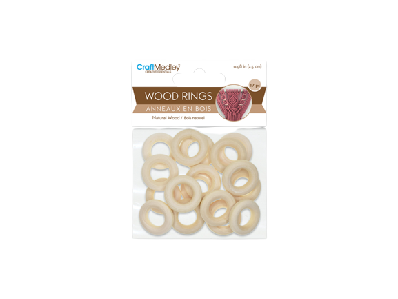 CRAFTWOOD: 25MM CRAFT RINGS  NATURAL - 17PCS