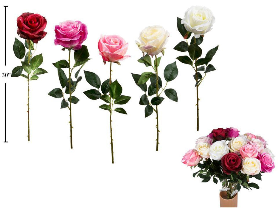 SINGLE STEM ARTIFICIAL ROSE 30''L