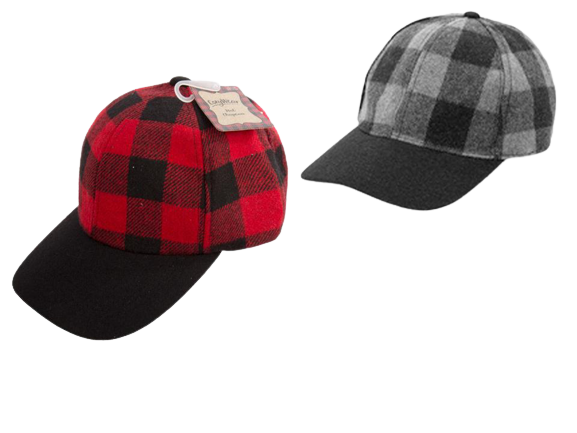 BUFFALO PLAID RED/BLACK OR GREY/BLACK HAT ADULT