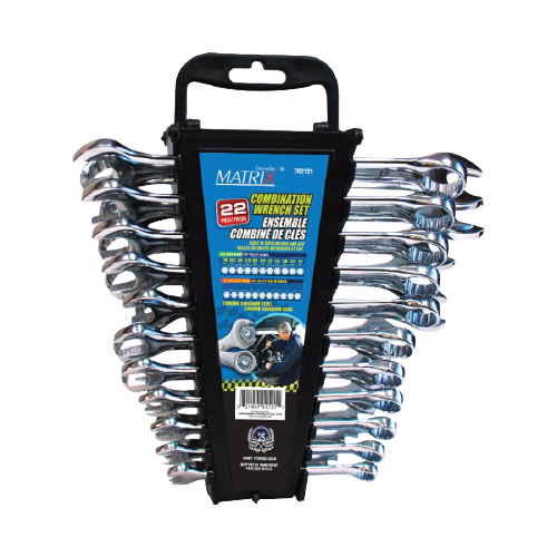 22PCS COMBINATION WRENCH SET - SAE & METRIC SIZES