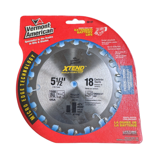 Vermont American circular saw blade in red packaging on a white background