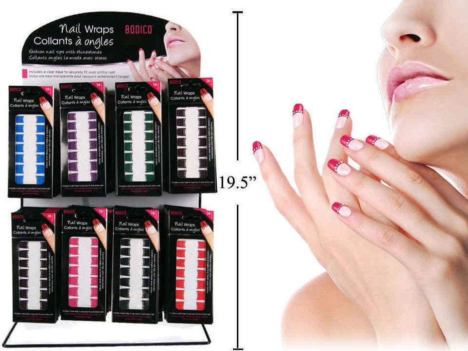 BODICO 16PC NAIL WRAPS WITH RHINESTONES