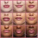Collage of different skin tones with a pink lip color on a pink background