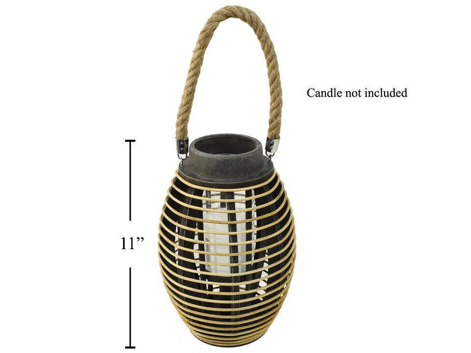 RATTAN LANTERN OVAL 7.5IN X 11IN