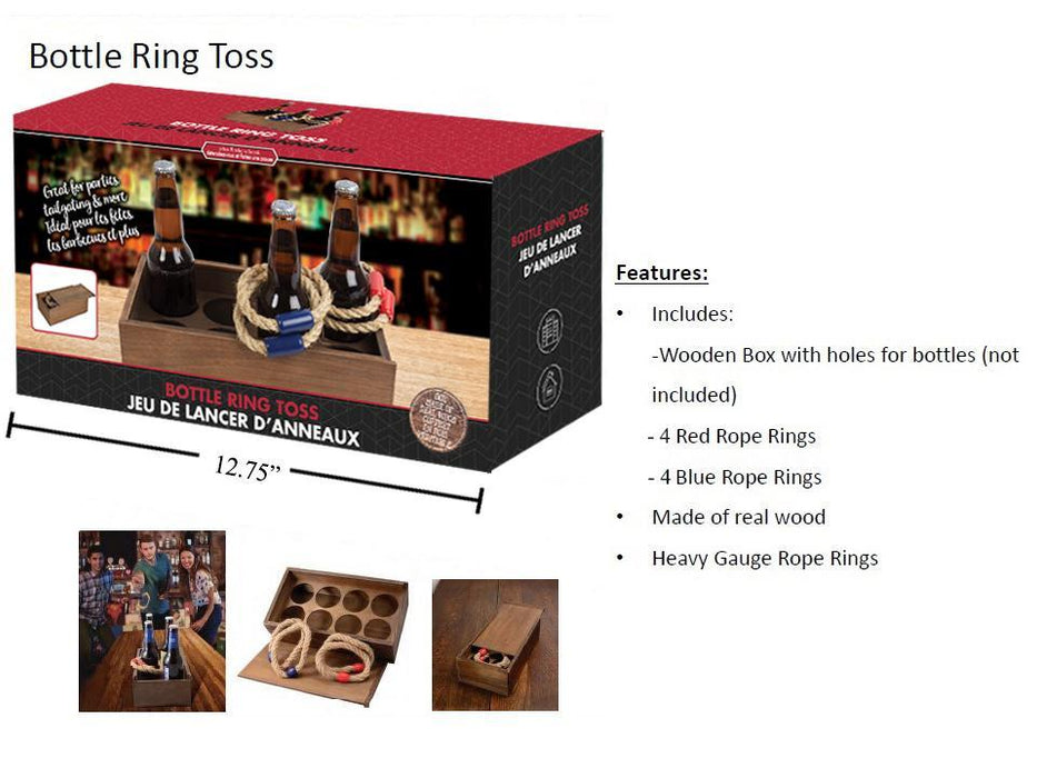 BOTTLE RING TOSS GAME IN WOODEN BOX