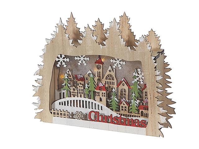LED WOODEN FOREST SHAPE WITH XMAS SCENE DECOR