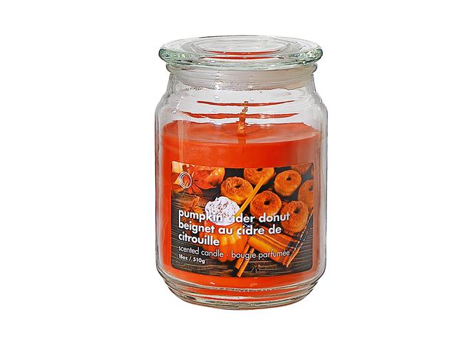 18 OZ SCENTED JAR WITH GLASS LID - PUMPKIN DONUT