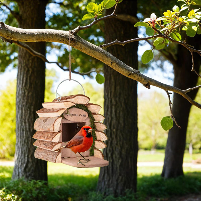 5.9""x5.5"x6.3" WOODEN BIRD FEEDER