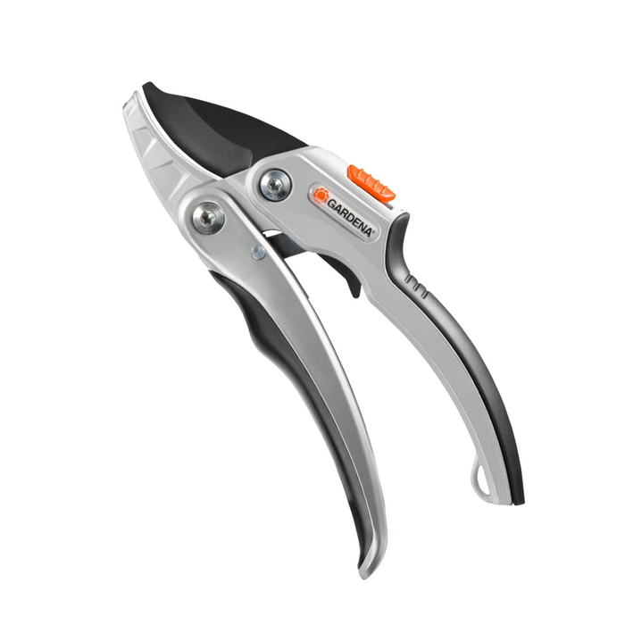 Gardena pruner on a white background