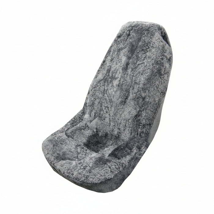 Gray textured car seat cover on a white background