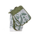 5-piece kitchen set with green and white fern leaf print, including 2 oven mitts, 2 pot holders, and 1 hand towel.