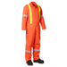 Orange safety coverall with reflective stripes on a white background