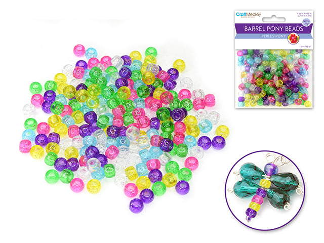 BARREL PONY BEADS 9MMX6MM 175PC