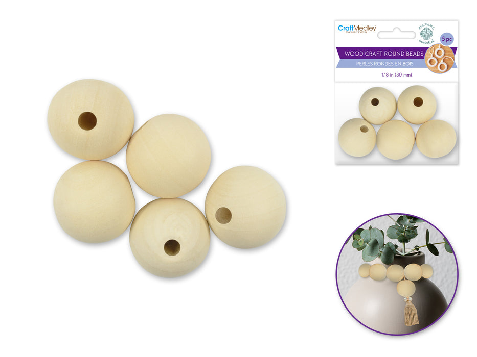 ROUND BEADS NATURAL - 30MM