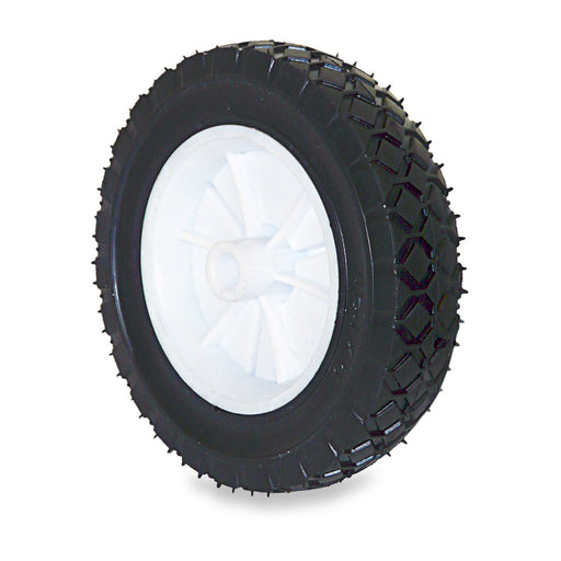 Black tire with white rim on a white background