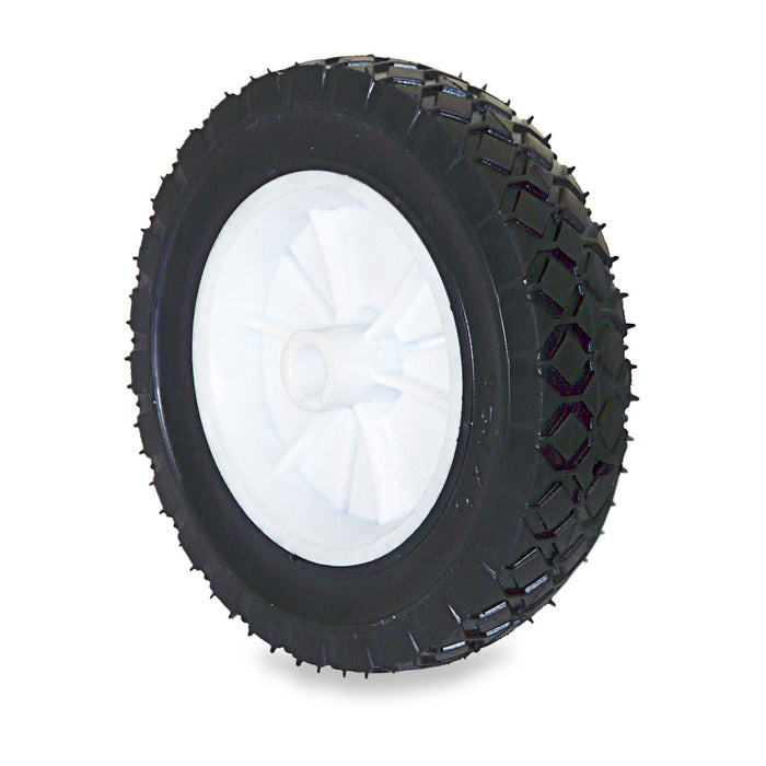 Black tire with white rim on a white background