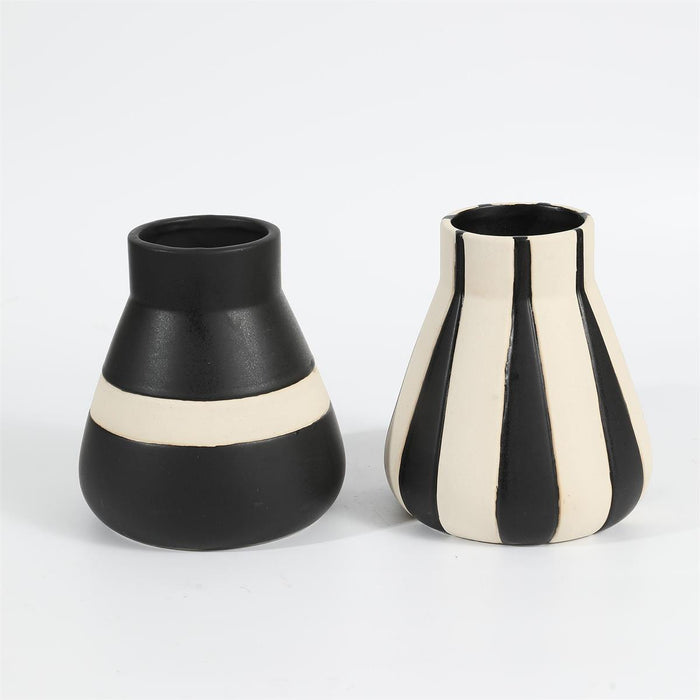 CERAMIC VASE BLACK/NATURAL