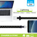 Braided Lightning cable with laptop and smartphone display, labeled 6.6ft (2m).