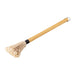 Mop with wooden handle and natural fiber head on a white background