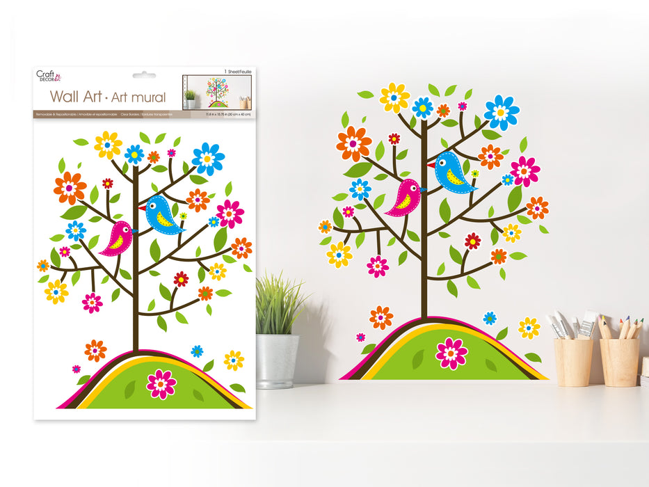 CRAFT WALL DECAL : 11.8" X 15.75" G) BIRDIE BLOOM