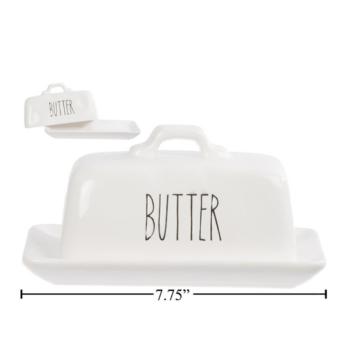 MODERN FARMHOUSE CERAMIC BUTTER DISH