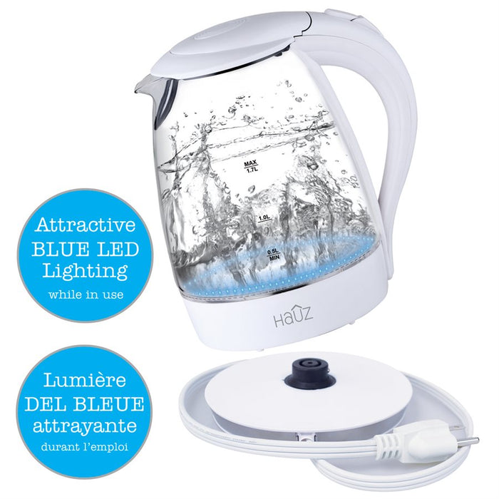 HAUZ 1.7L GLASS KETTLE WITH LED BASE