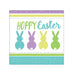 Easter-themed paper with 'Hoppy Easter' text and colorful bunnies on a white background.