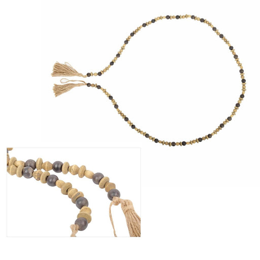 Beaded necklace with tassels on a white background