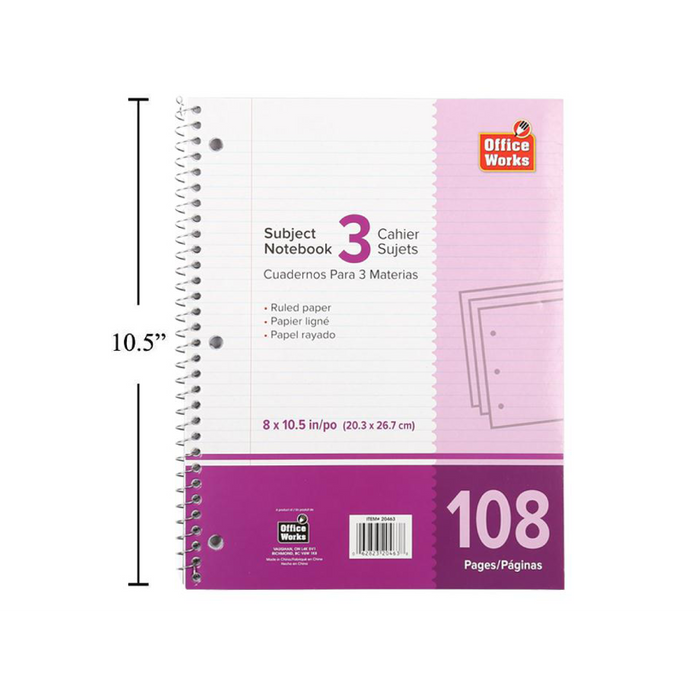 3 SUBJECT NOTEBOOK RULED PAPER 108 PAGES