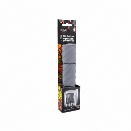 Silicone BBQ tool with packaging featuring text and images of vegetables.
