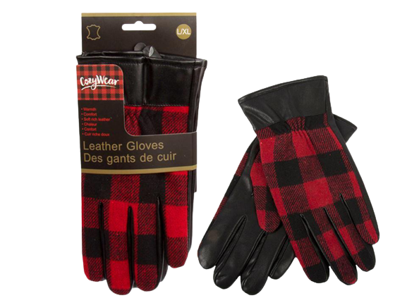 BUFFALO PLAID LEATHER GLOVES