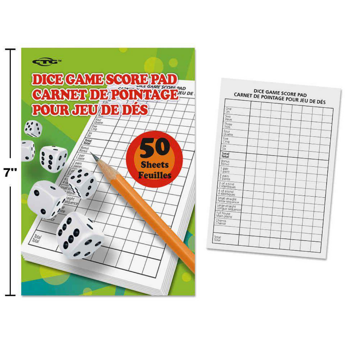 DICE GAME SCORE PAD
