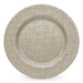 An oval ceramic plate with a textured, woven linen-like pattern in a light beige color, shown on a plain white background.