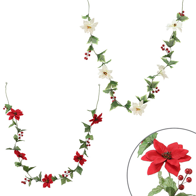 POINSETTA GARLAND RED/WHITE